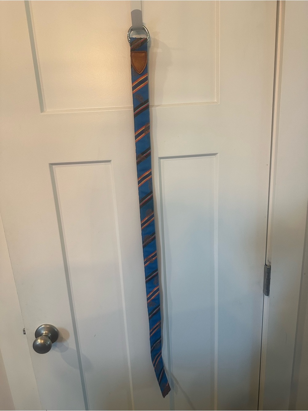 Robert Graham Blue and Orange Striped Men’s Fabric D-Ring Belt